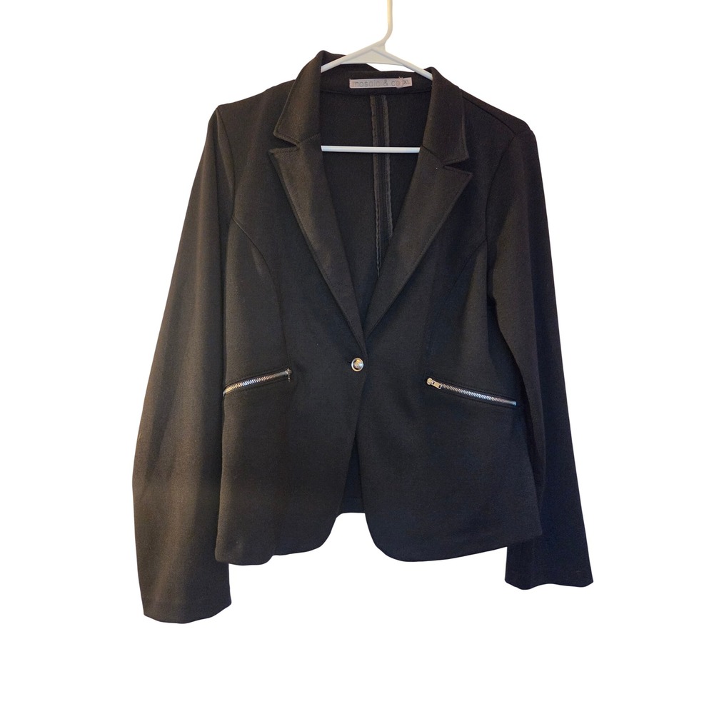 Mosaic & Co Women's Black Buisness Knit Blazer XL